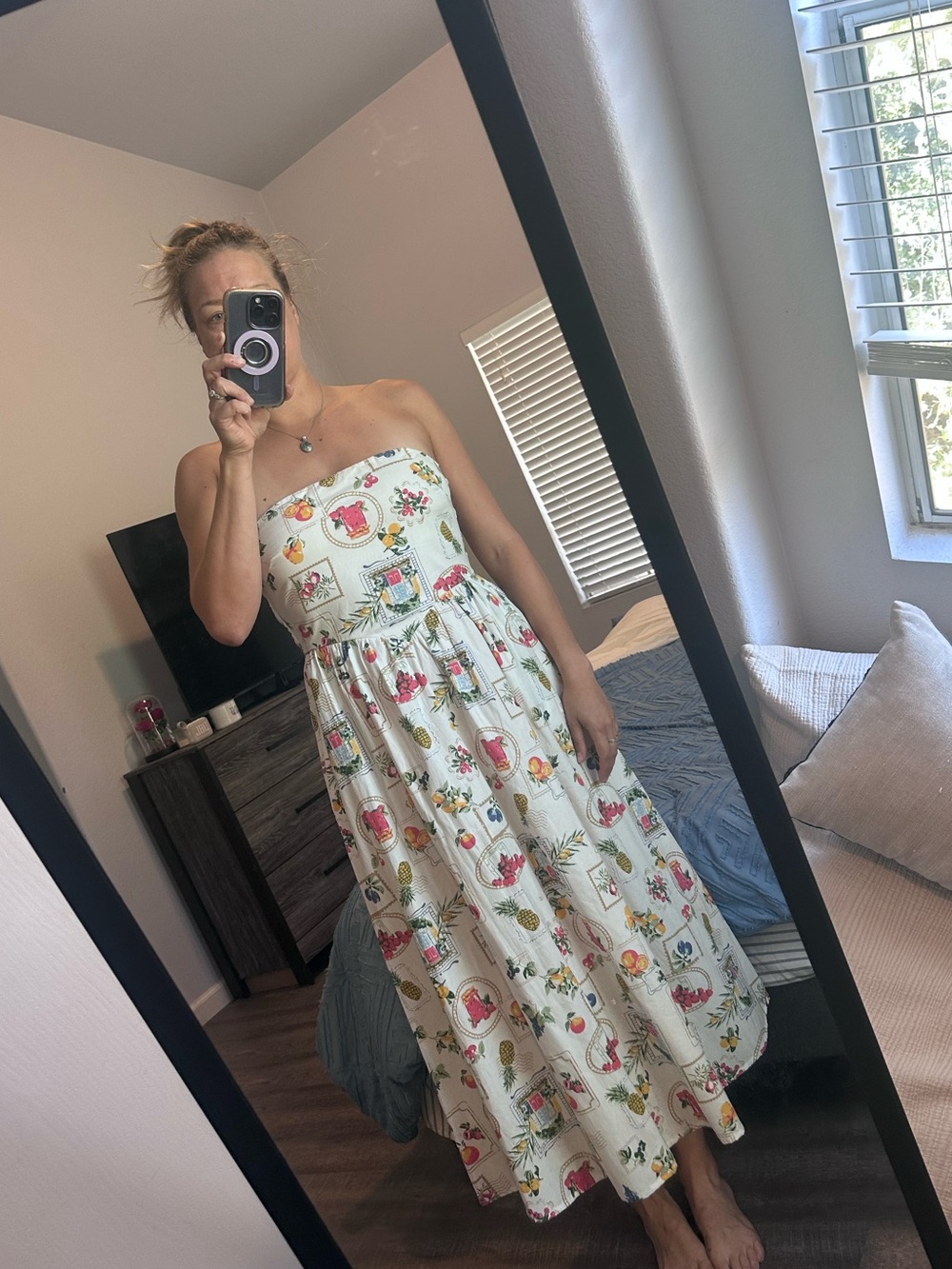 Jessica Simpson Strapless Floral Midi Dress - Cream with Multi Floral - Picture 5 of 5